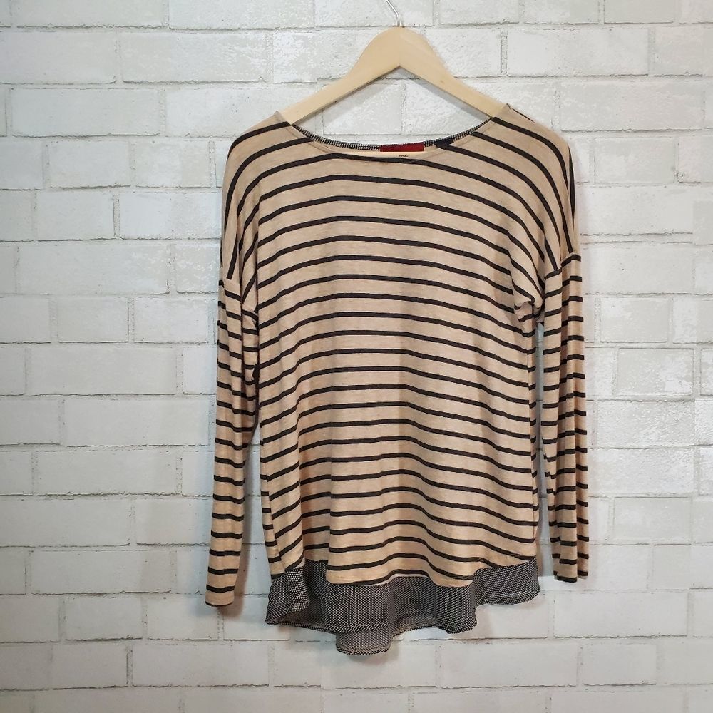 BKE Red long sleeve stripe top